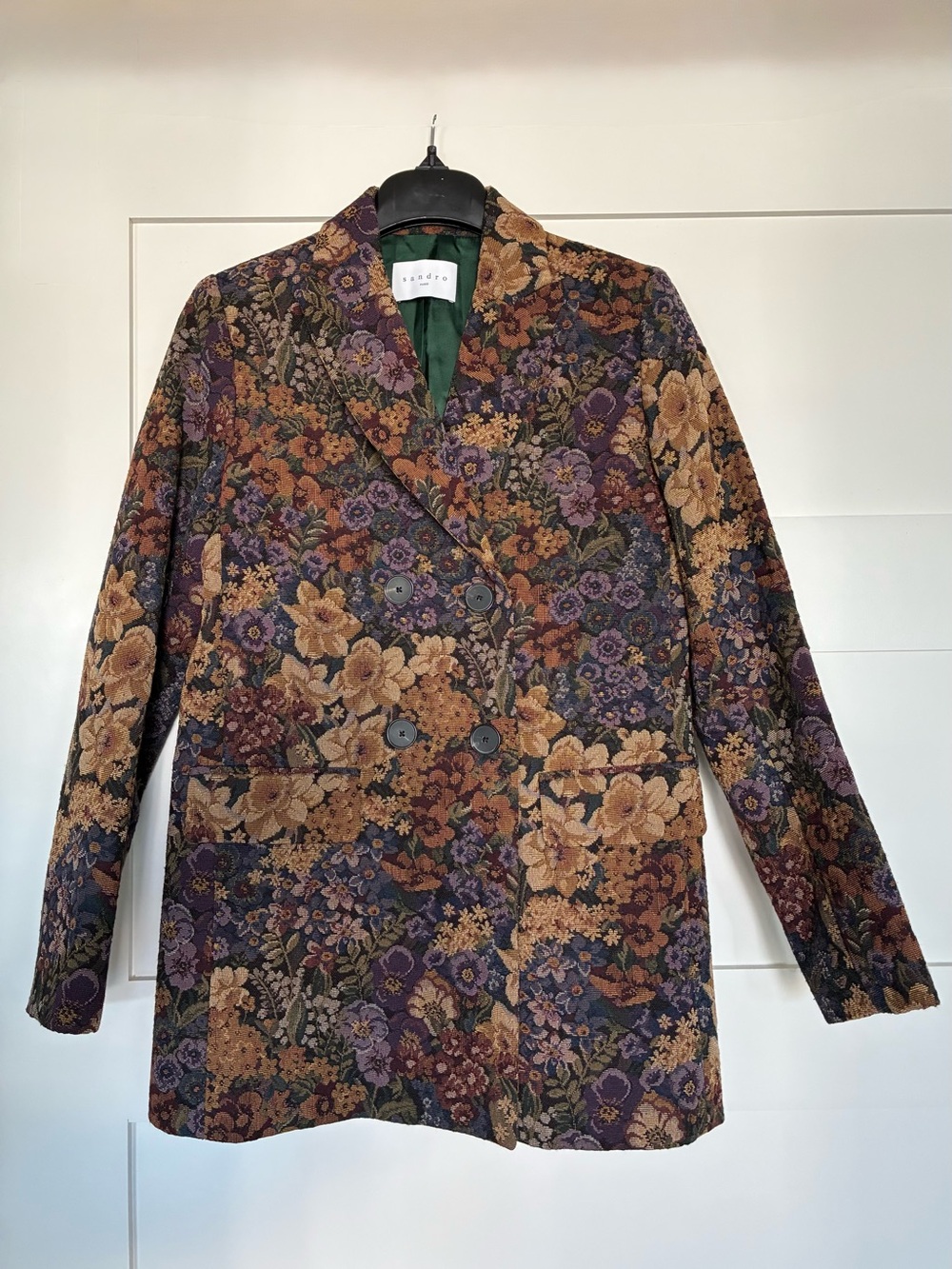 *NWT* Sandro Paris 6 S Multicolored Floral Tapestry Double-Breasted Blazer